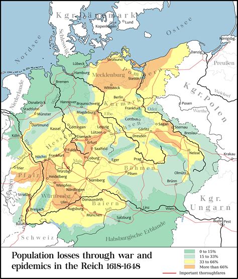 Population loss during the Thirty Years' War, fought primarily in ...