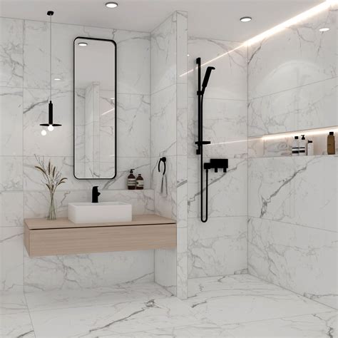 Carrera White Marble Effect Rectified Polished Porcelain Wall and Floor ...