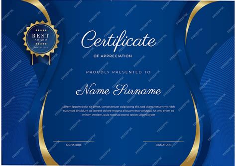 Blue Gold Certificate Achievement Template Set Stock - vrogue.co