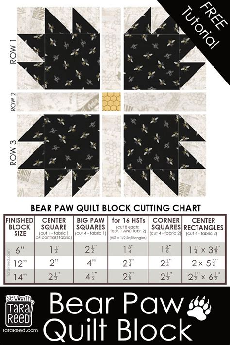 Free quilt block tutorial bear paw – Artofit