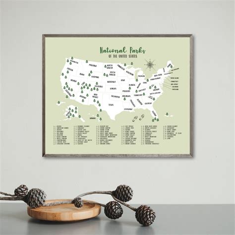 National Parks Map | USA National Parks Poster | Digital Print ...