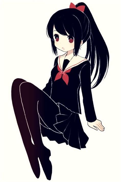 colorful cute kawaii anime girl tights thighhigh thigh high socks long hair ponytail bow school ...