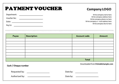 20 Free Sample Payment Voucher Templates - Printable Samples