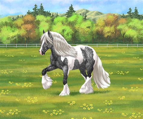 Dapple Gray Pinto Skewbald Piebald Gypsy Vanner Irish Cob Tinker Draft Horse Painting by Crista ...