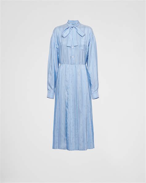 Light Blue Printed Pongee Dress | PRADA