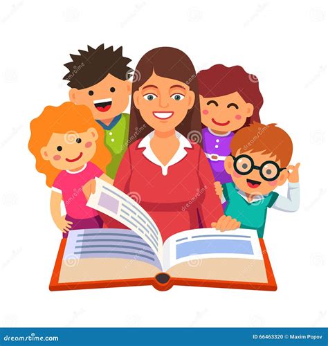 Teacher Reading For Kids Cartoon Vector | CartoonDealer.com #89886421