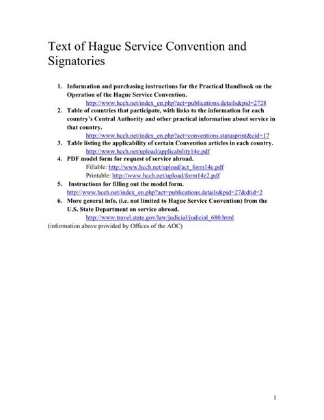 Text of Hague Service Convention and Signatories - DocsLib