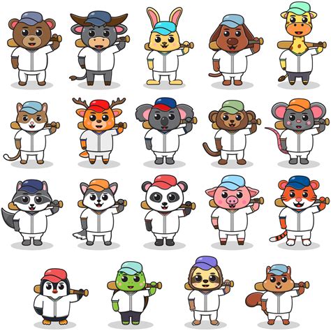 Vector Illustration of Cute Animal with Baseball costume holding baseball bat. 8067820 Vector ...