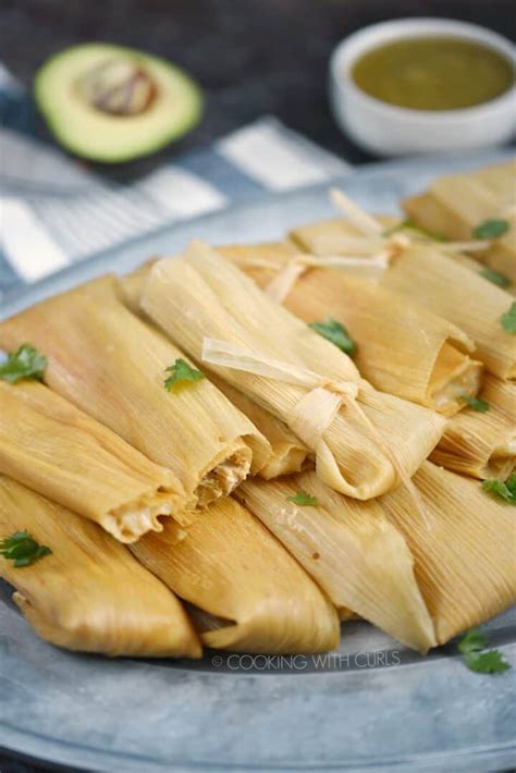 Instant Pot Salsa Verde Chicken Tamales - Cooking with Curls