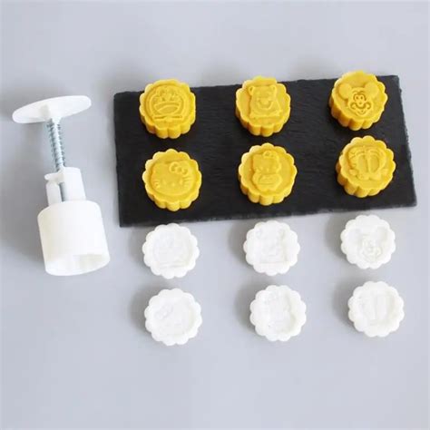 Aliexpress.com : Buy 3D Mooncake Mold 1 Barrel+6 Stamps Set Hand ...