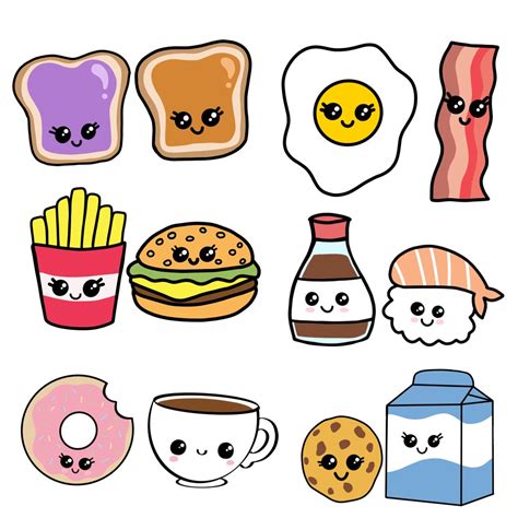 Perfect Match Kawaii Clipart Set PNG Cute Food Clip Art Friendship Best Friend Love Valentine ...