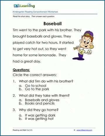 Baseball - Children's Stories and Reading Worksheets | K5 Learning