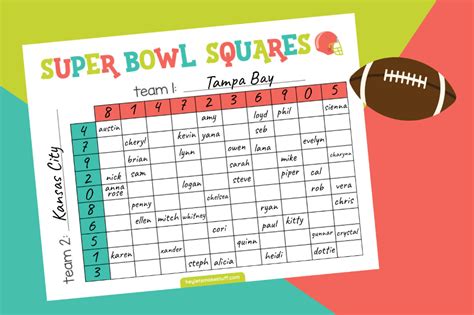 Free Printable Super Bowl Squares - Hey Let's Make Stuff | Superbowl ...