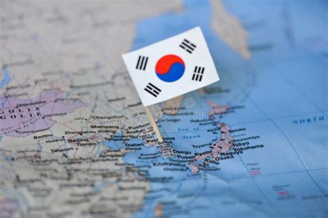 Map with Flag of South Korea Stock Image - Image of atlas, nation ...