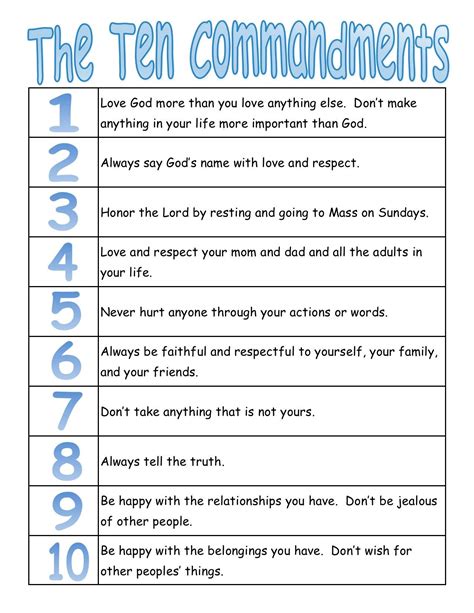 Free Catholic Ten Commandments Printable - Free Printable