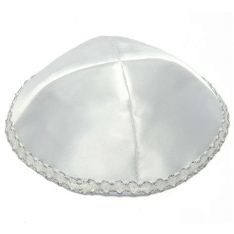 White Satin Kippah with Decorative Trim | Decorative trim, White satin, Kippah