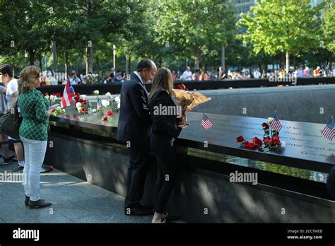 September 11th memorial and Tribute lights in New York City Stock Photo ...