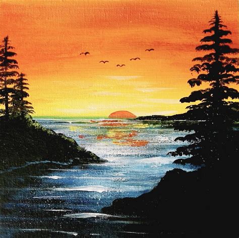 Acrylic painting tutorial | Sunset landscape painting | Sunset landscape painting, Landscape ...