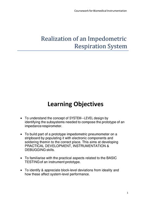 Biomedical Instrumentation Practical 2021 - Coursework for Biomedical ...