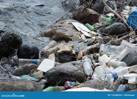 Plastic Pollution on Waters Damaging the Environment Stock Image ...