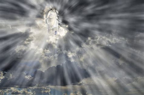 Jesus In Sky Clouds With Rays Of Light Stock Photo - Image: 48940550