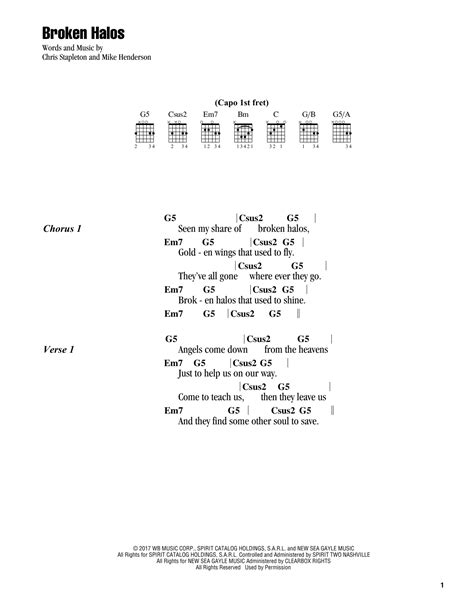 Broken Halos by Chris Stapleton Sheet Music for Guitar Chords/Lyrics at ...