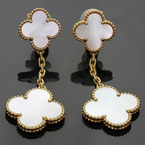 Van Cleef and Arpels Magic Alhambra Mother-Of-Pearl Gold Drop Earrings ...