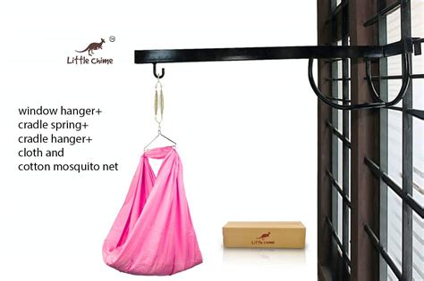 Buy Little Chime Window Cradle Hanger with Spring, Hanger, Cradle Cloth and Mosquito Net. (Pink ...