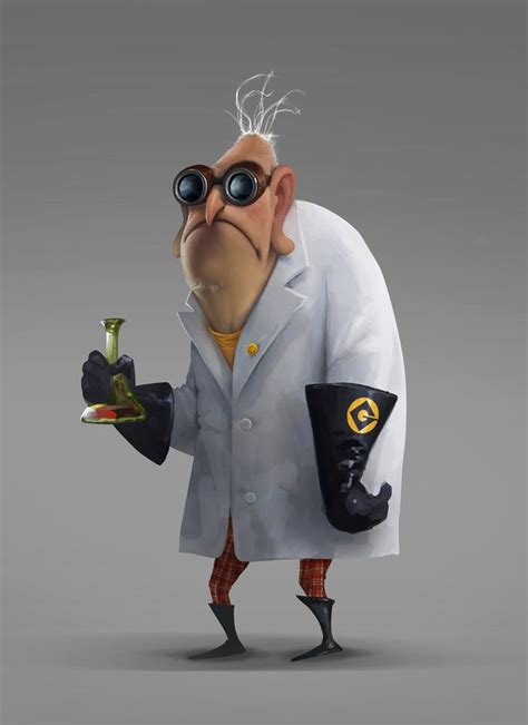 a cartoon character in a lab coat holding a glass