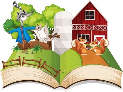 Opened fantasy book with cute animals 7623306 Vector Art at Vecteezy