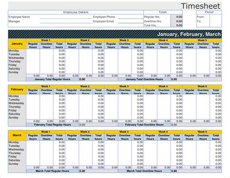 Employee Timesheet Template Excel Spreadsheet 14 - Isipingo Secondary ...