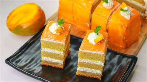 Mango Pastry | Eggless & Without Oven | Mango Slice Cake Recipe | Eggless Mango Cake | Yummy ...