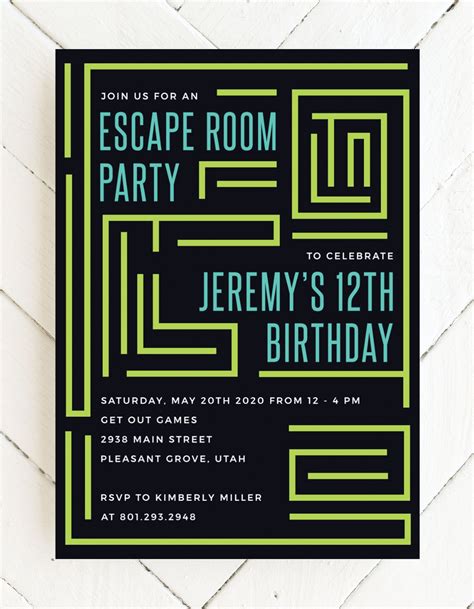 Escape Room Children's Birthday Invitations in 2021 | Birthday invitations kids, Birthday party ...