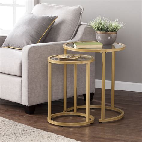 Ember Interiors Evee Glam 2-Piece Nesting Side Tables, Gold - Walmart.com | Gold nesting tables ...