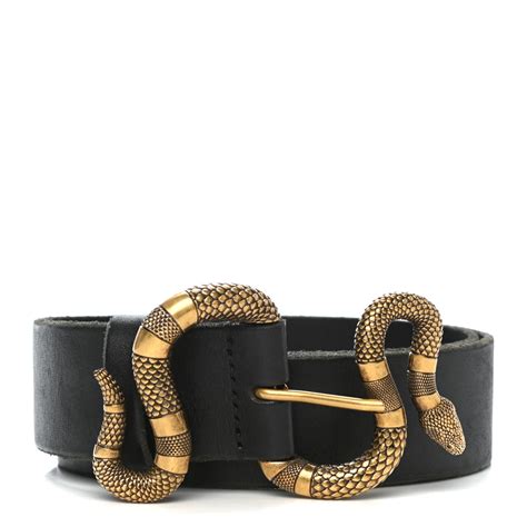 GUCCI Calfskin Snake Belt 75 30 Black 791635 | FASHIONPHILE