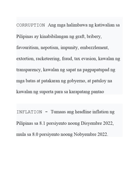 CORRUPTION Ang Mga Halimbawa NG Katiwalian Sa Pilipinas Ay ...