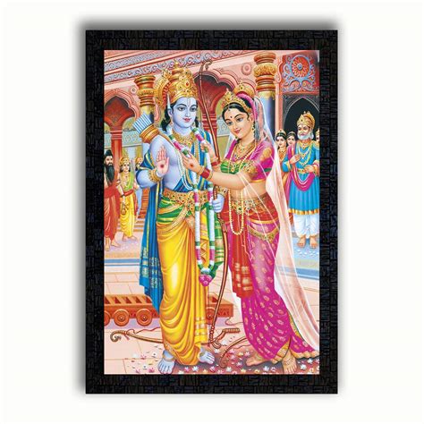 Buy PNF UV Textured Decorative Art Painting of Ram Sita Vivah Ram Darbar with Wooden Synthetic ...