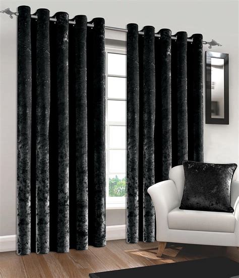 Crushed Velvet Pair Fully Lined Eyelet Ring Top Curtains Ready Made ...