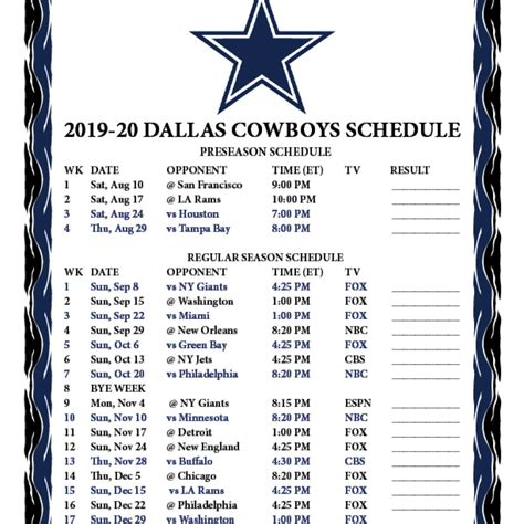 Cowboys Schedule 2021 Opponents