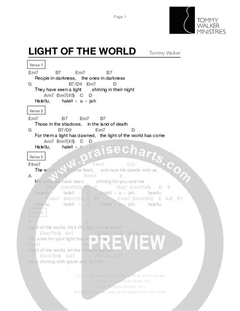 Light Of The World Chords PDF (Tommy Walker) - PraiseCharts