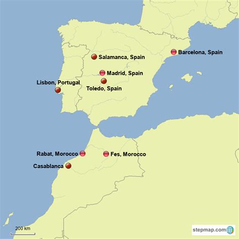 StepMap - spain morocco portugal - Landkarte für Europe