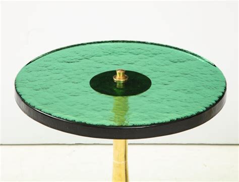 Pair of Round Emerald Green Murano Glass and Brass Martini Tables, Italy, 2021 at 1stDibs