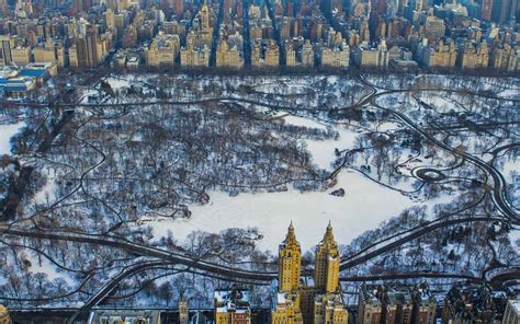 Central Park Winter Aerial Mac Wallpaper Download | AllMacWallpaper