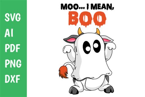 1 Ghost Cow Halloween Farmer Svg Diseños y Gráficos