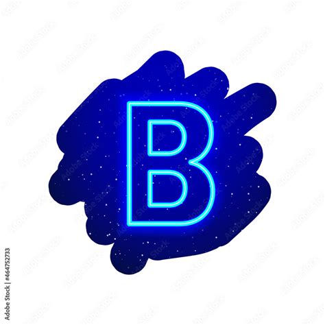 LED blue glow neon font. Realistic neon explosion. Letter B Alphabet of ...