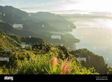 Beautiful sunrise over Lake Atitlan, Lago Atitlan, Guatemala Stock ...