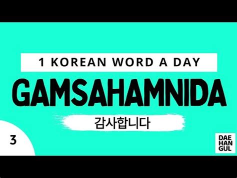 KAMSAHAMNIDA | WORD NO. 3 | LEARN ONE KOREAN WORD A DAY | DAE-HANGUL - YouTube