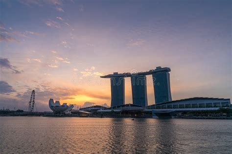 View of Singapore Marina Bay Skyline at Sunrise, Singapore Stock Photo ...