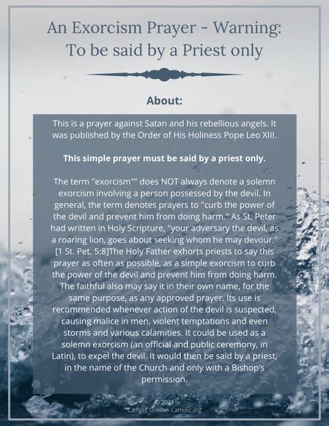 An Exorcism Prayer (FREE PDF) – Catholic Online Learning Resources