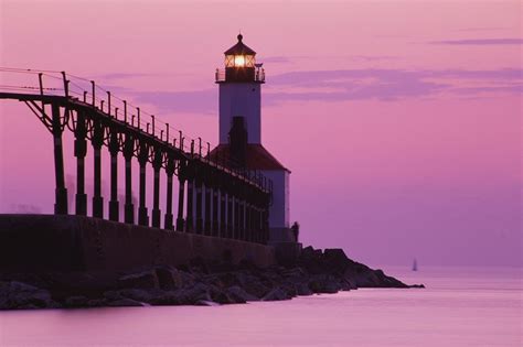 Michigan City Lighthouse at Sunset posters & prints by Corbis